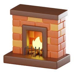 3D Render Warm and Inviting Fireplace  Illustration for Home and Holiday Scenes