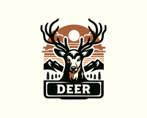 Deer logo vector template. Deer head logo icon vector illustration. Deer logo design for t-shirts