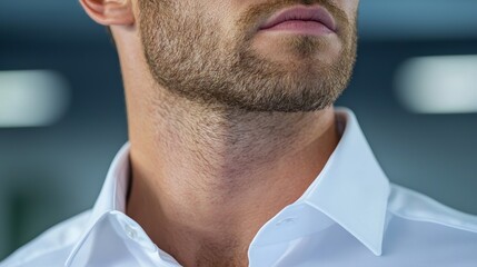 Obraz premium Close-Up of Tensed Shoulders and Neck Detail