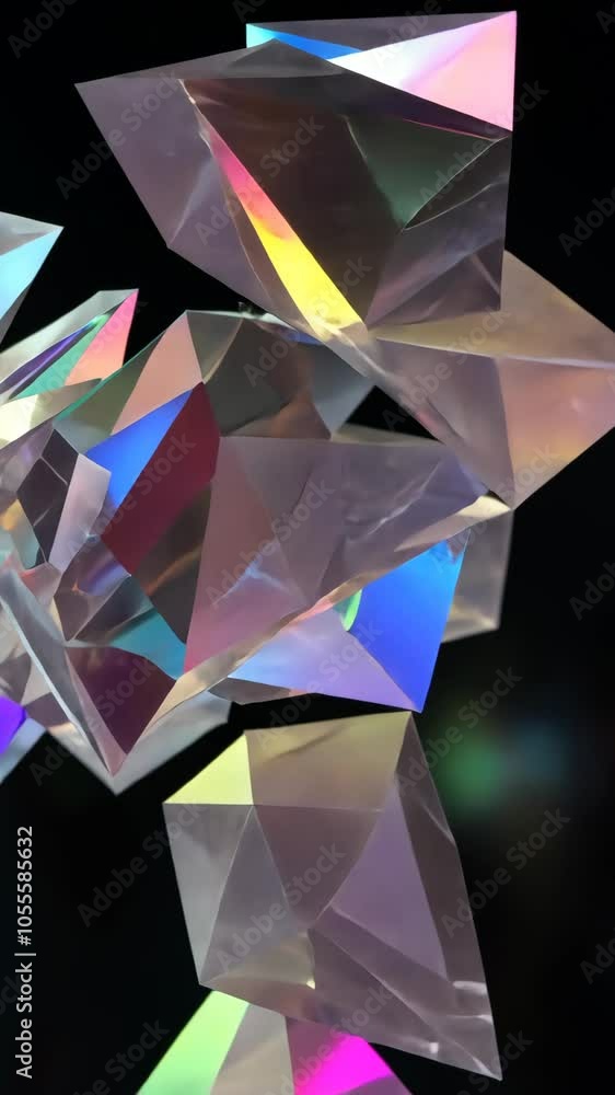 Poster crystal structure rotating on black background
