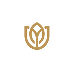 Outline Tulip Flower logo design vector template