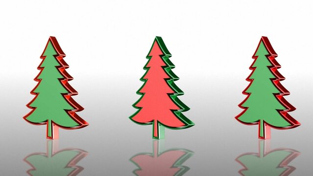 3D Rotating Christmas Tree Icon with Materials