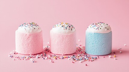 Three scrumptious marshmallows in a cut out style