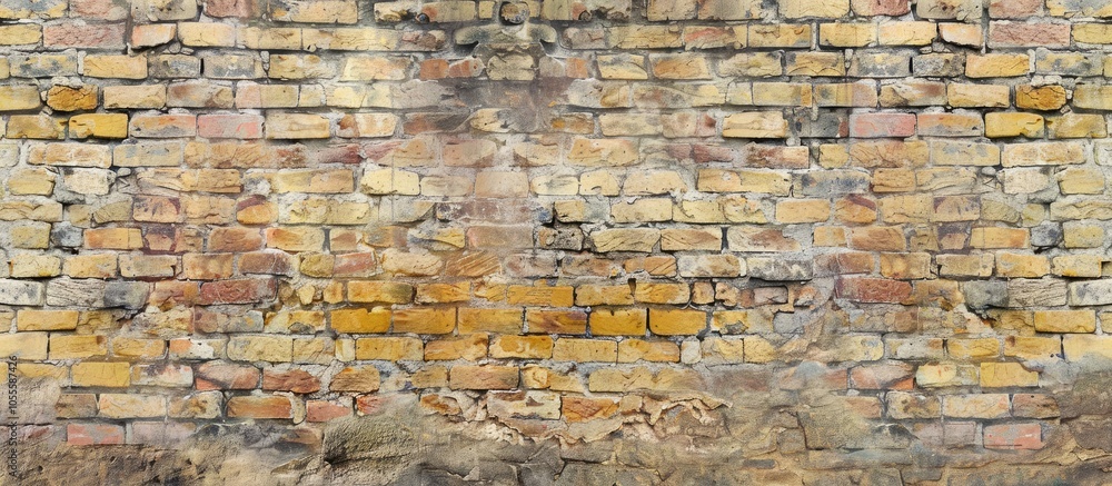 Poster a mix of old and new bricks in a brick wall creates a rustic backdrop suitable for design and presen