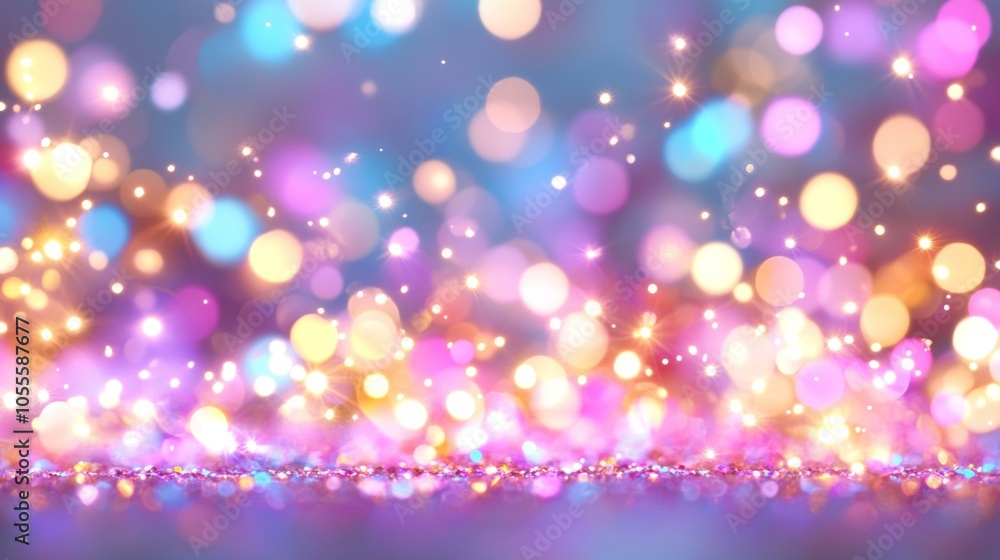 Poster defocused colorful bokeh lights creating an abstract and vibrant background with a festive atmospher