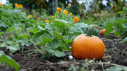 A Pumpkin In A Permaculture Garden