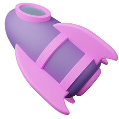 Cartoon Rocket Illustration – Colorful 3D Spacecraft Icon for Kids