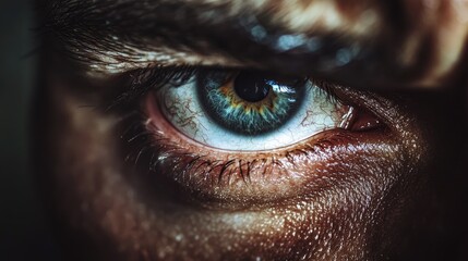 Intense close up of a man s eye showcasing anger and strong emotions