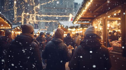 Obraz premium School Group Enjoying a Christmas Market Adventure