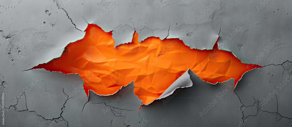 Poster a ripped orange paper piece with gray background displays a pay per click symbol message with copy s