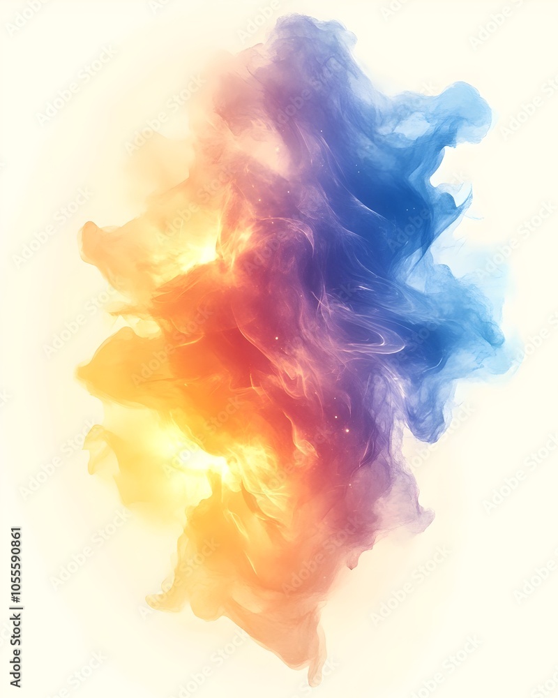 Poster a vibrant abstract swirl of blue and orange hues, blending seamlessly to create a mesmerizing visual