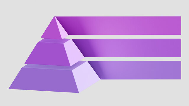 Pyramide Diagramm 3teilig, Informationsgrafik, 3D, Optionen, Statistik, Darstellung, pink, violett