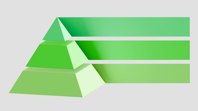 Pyramide Diagramm 3teilig, Informationsgrafik, 3D, Optionen, Statistik, Darstellung, gr&uuml;n