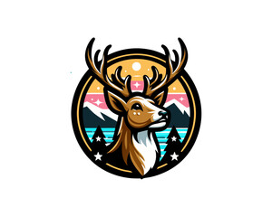 Deer logo vector template. Deer head logo icon vector illustration. Deer logo design for t-shirts