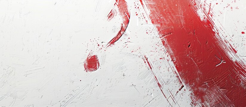 Red chalk drawing of punctuation marks on a white background with a chalk texture creating a visual with copy space image