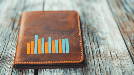 Wallet with forecast charts, symbolizing anticipated changes in personal costs and value trends