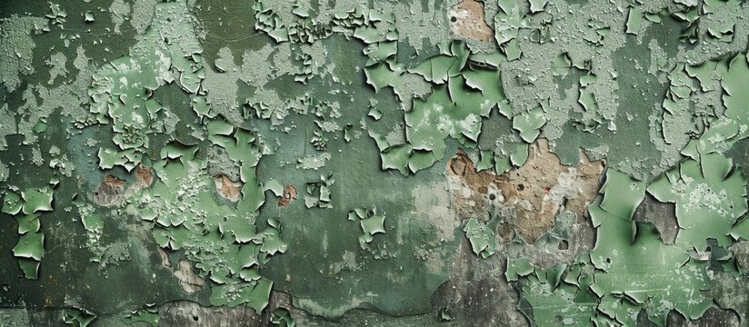 Wall texture with mold spots moss damaged paint layers and grunge strokes for studying antifungal paint with copy space image