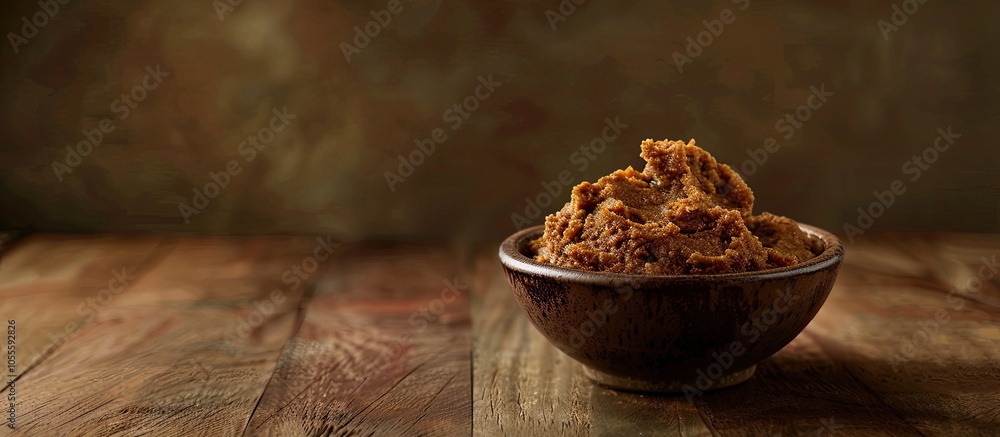 Poster adrak ginger paste elegantly presented in a bowl with a rich moody backdrop and selective focus for 