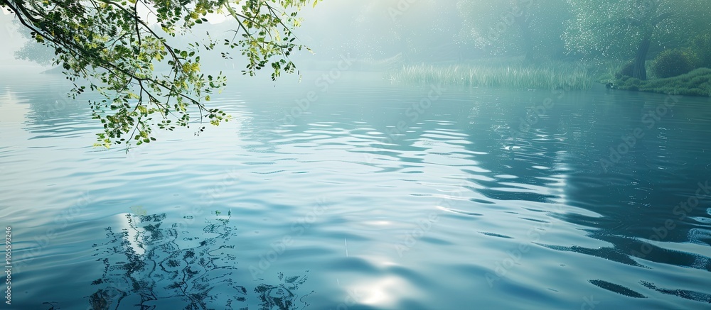 Poster serenity captured from an elevated perspective of a pristine lake with a clear blue hue ideal for us