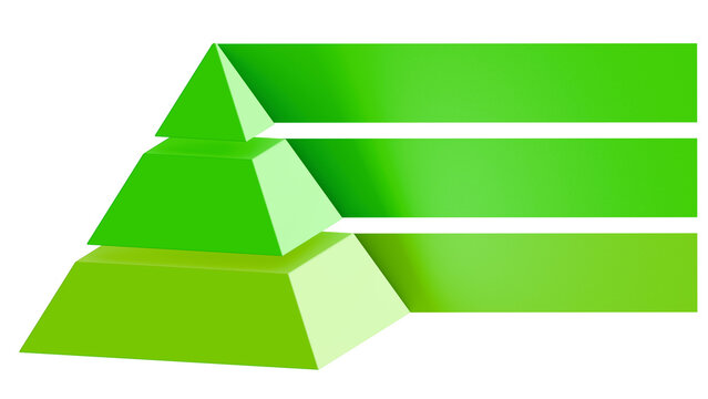 Pyramide Diagramm 3teilig, Informationsgrafik, 3D, Optionen, Statistik, Darstellung, gr&uuml;n