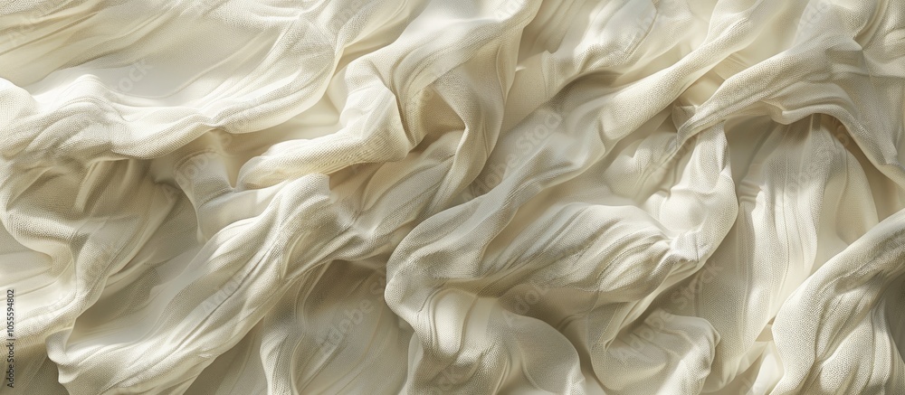 Poster top view of a garment with intricate stitching details on an abstract off white linen fabric allowin