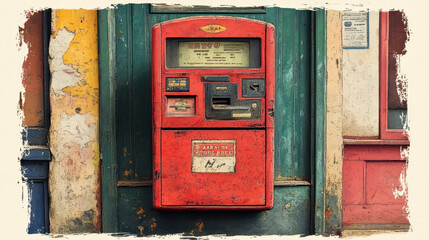 Retro-inspired atm machine with vintage engraving design for nostalgic themes