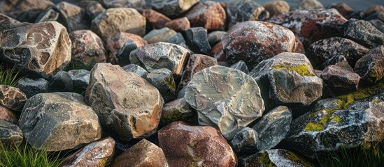 Textured stones for a podium backdrop with copy space image