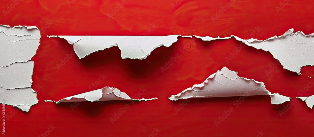 Poster a torn paper piece with a red backdrop carries a message about flexible work serving as a visual sym