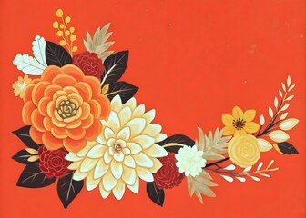 Vibrant Floral Arrangement Bold Colorful Artistry Fresh Flowers Leaves