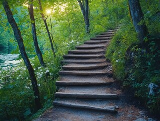 Stone steps in wooded hill