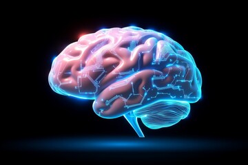 Iconic AI Brain Design with Circuit Patterns Glowing in Blue
