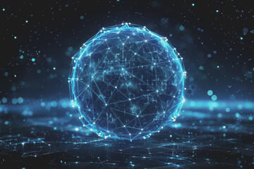 Obraz premium Glowing blue digital sphere with interconnected nodes. represents a global network.