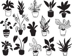 Set plants. Hand drawn vector illustration