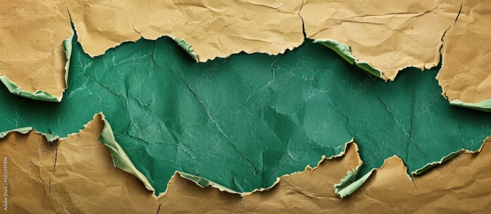 Poster a torn green paper with a back to school message over a brown background serving as a symbolic image
