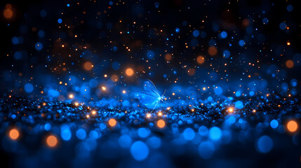 A firefly's lower abdomen emits a soft, enchanting glow in the dark. Forests are illuminated by this bioluminescent light during summer nights.