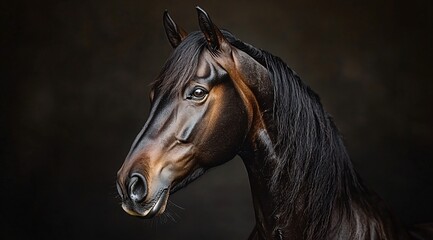 A stunning portrait of a brown horse, ideal for World Vegan Month promotions, animal welfare campaigns, or equestrian-themed events, evoking elegance and strength.