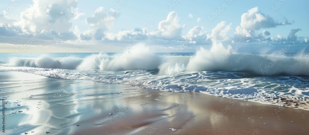 Poster a beach is a coastal area featuring sand formed by erosion from the constant force of the waves crea