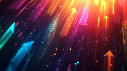 A background of colorful arrows pointing upwards, Growing arrows colorful background