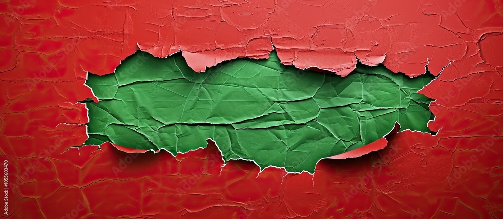 Poster conceptual business core values message on torn green paper against a red background serving as a sy