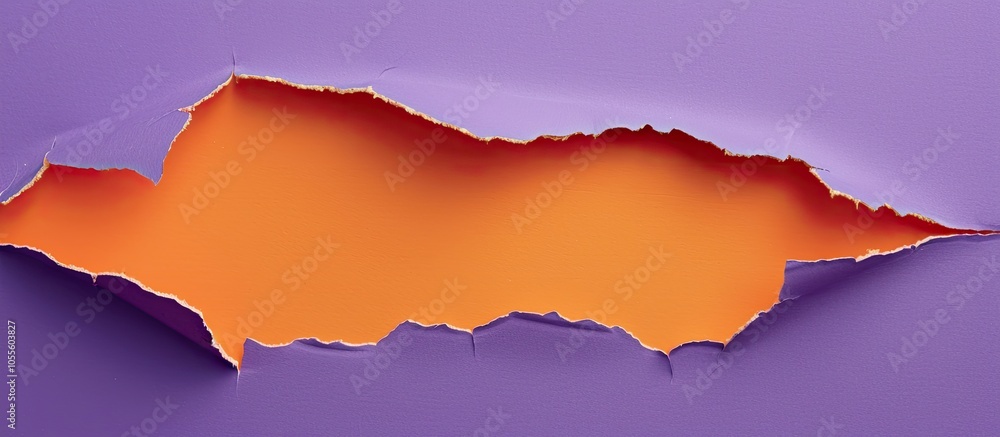 Poster orange paper piece with a torn edge featuring a business model message against a purple background s