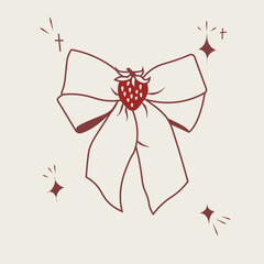 Cute Red Strawberry and Coquette Ribbon