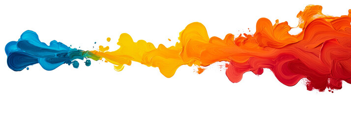 Obraz premium Vibrant paint splash in blue, yellow, orange, and red colors on black background, creating dynamic and artistic effect