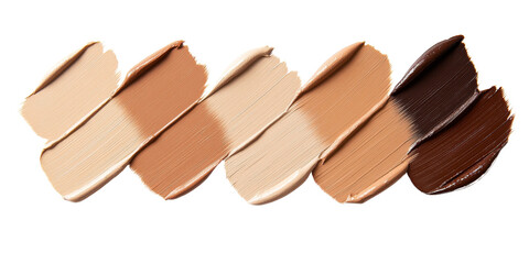 Fototapeta premium range of foundation shades displayed in swatches, showcasing diverse skin tones and textures. Perfect for makeup enthusiasts and professionals