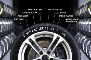 Detailed tire specifications on the sidewall , meaning of the numbers and characters on automotive...