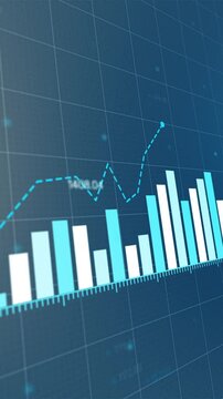 Dynamic digital animation showcasing increasing financial profits and decreased losses, animated charts with vibrant blue tones, upward trend arrows highlighting growth, Copy space.