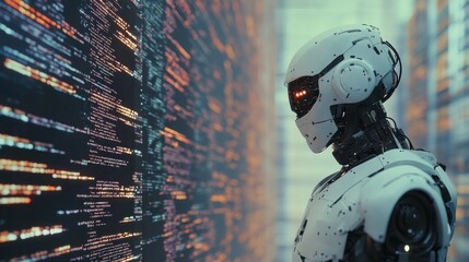 Fototapeta premium photo of white robot AI head
