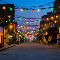 Colorful Diwali Street Scene in a Vibrant Cityscape