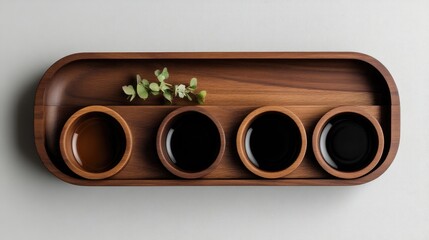 Minimalist Wooden Condiment Caddy Holder from Above