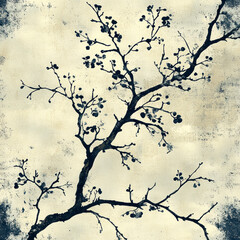 Obraz premium large flowers and small branches printed on top, inspired by abstract expressionist art. AI generative.