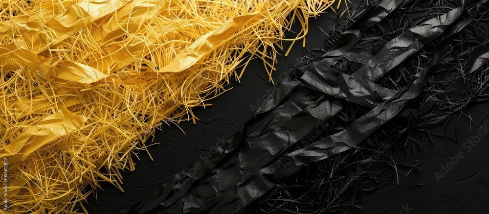 Aufkleber abstract background featuring yellow and black colors with straw items in the center of the copy spa